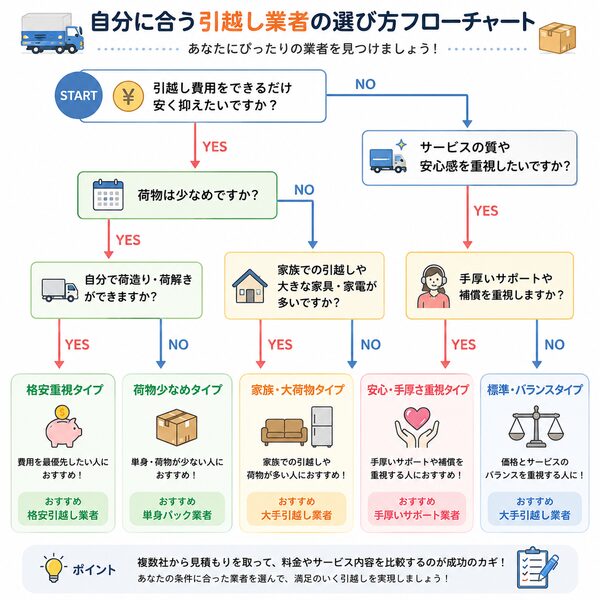 自分に合う引越し業者の選び方フローチャート