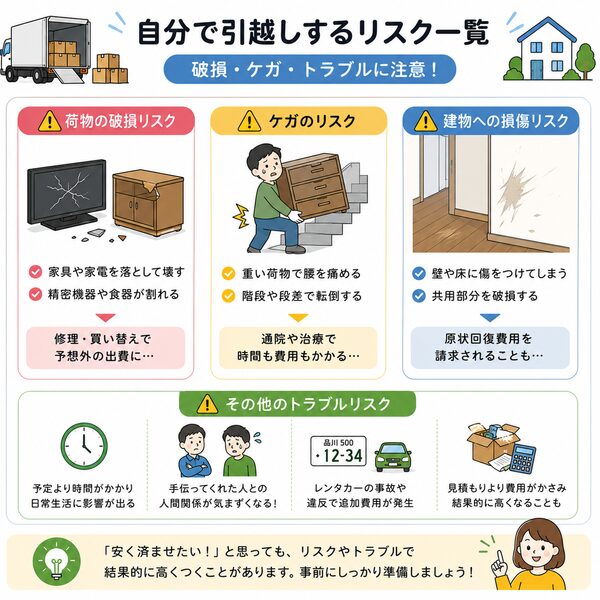 自分で引越しするリスク一覧