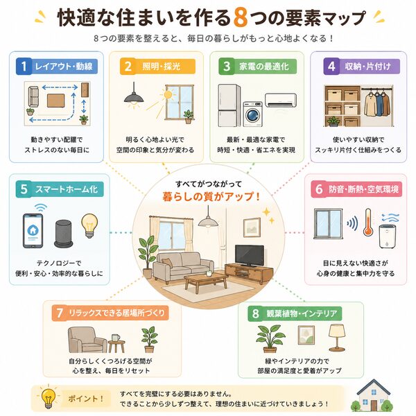 快適な住まいを作る8つの要素マップ