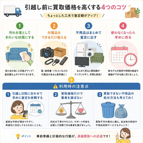 引越し前に買取価格を高くする4つのコツ＋利用時の注意点