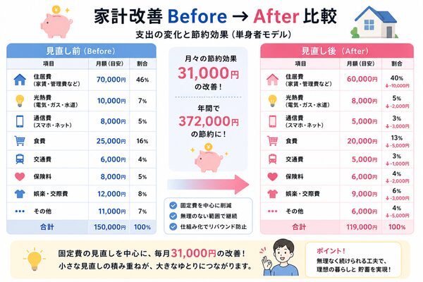 家計改善 Before→After比較図