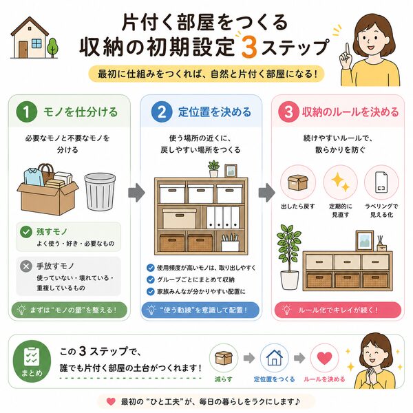 片付く部屋をつくる収納の初期設定3ステップ
