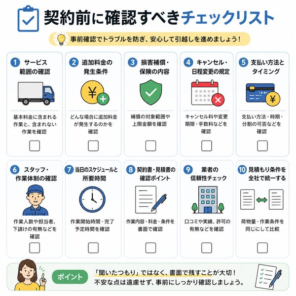 「契約前に確認すべきチェックリスト」図解