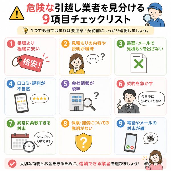 危険な引越し業者を見分ける9項目チェックリスト