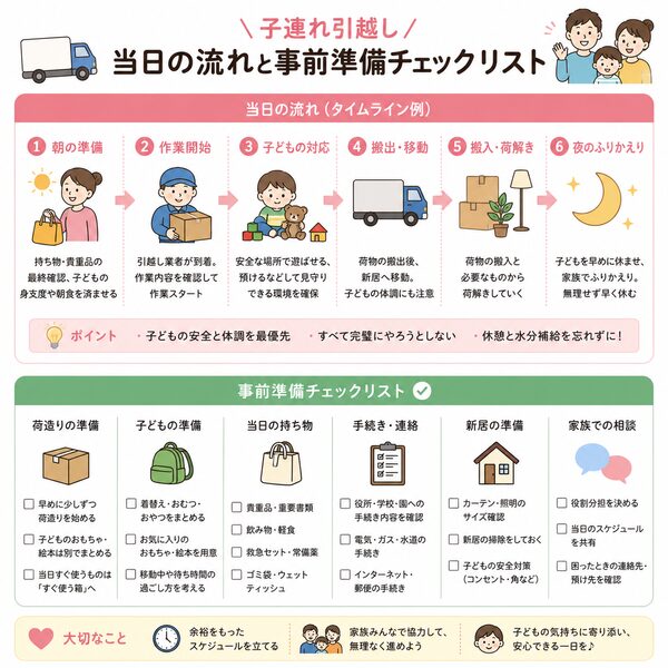 子連れ引越し当日の流れと事前準備チェックリスト