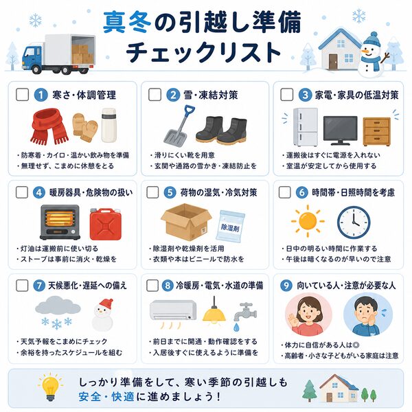 真冬の引越し準備チェックリスト