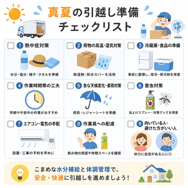 真夏の引越し準備チェックリスト