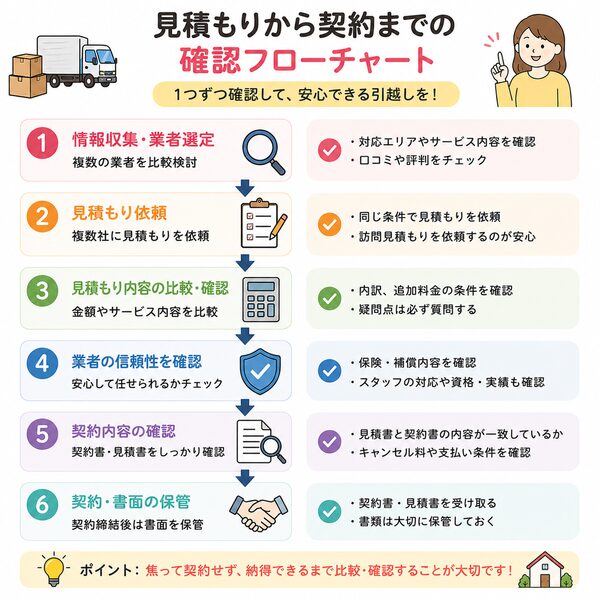 見積もりから契約までの確認フローチャート
