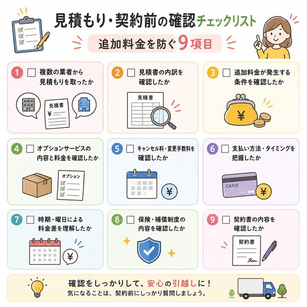 見積もり・契約前の確認チェックリスト(追加料金を防ぐ9項目)