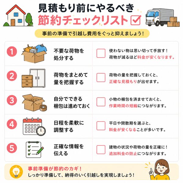 見積もり前にやるべき節約チェックリスト