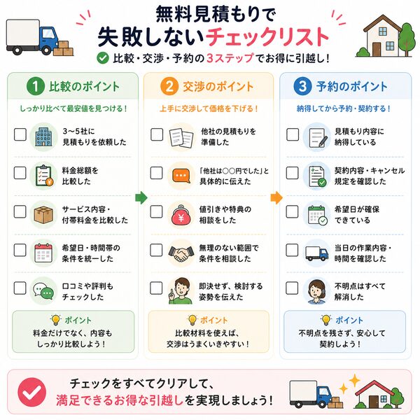 無料見積もりで失敗しないチェックリスト（比較・交渉・予約）