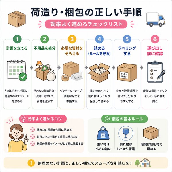荷造り・梱包の正しい手順｜効率よく進めるチェックリスト