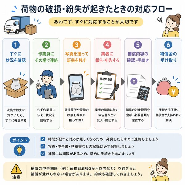 荷物の破損・紛失が起きたときの対応フローチャート