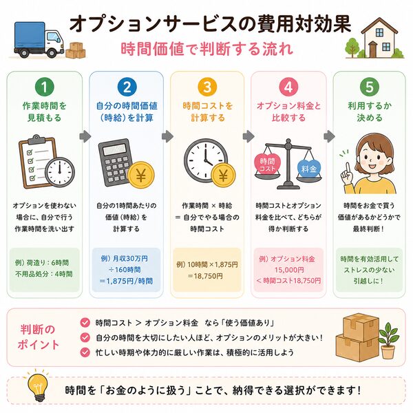 オプションサービスの費用対効果(時間価値で判断する流れ)