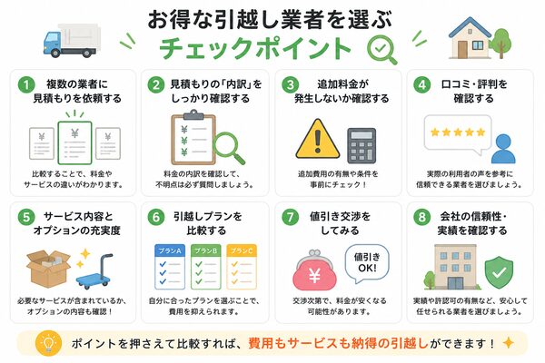 お得な引越し業者を選ぶチェックポイント