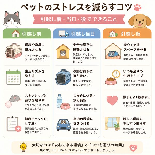 引越し前・当日・後で行うストレス軽減対策