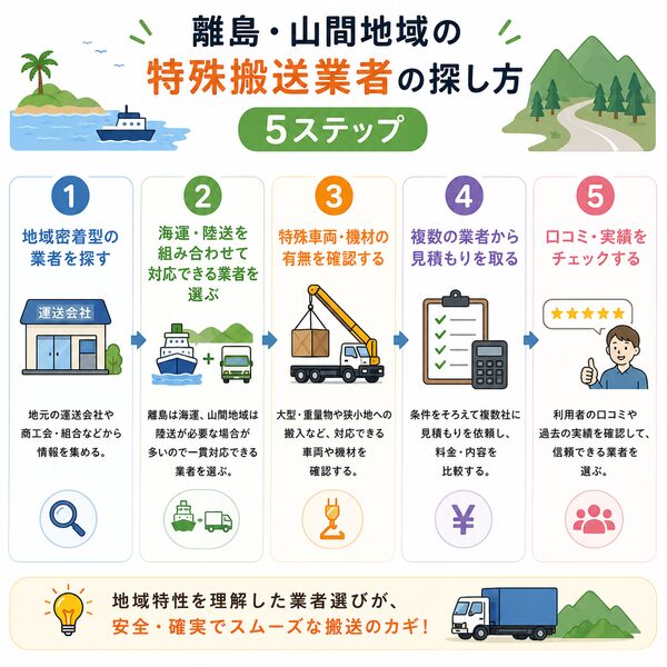 離島・山間地域の特殊搬送業者の探し方5ステップ