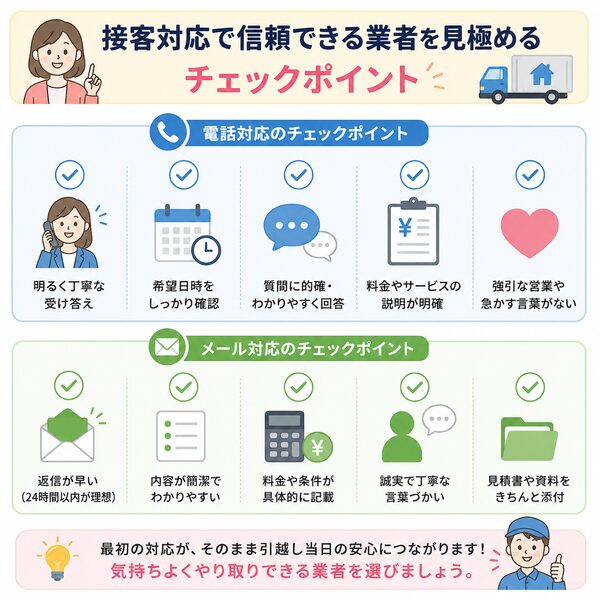 接客対応で信頼できる業者を見極めるチェックポイント