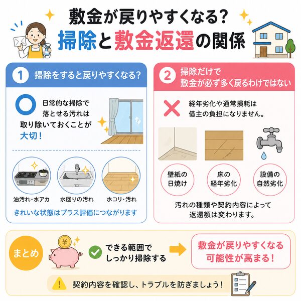 敷金が戻りやすくなる?掃除と敷金返還の関係