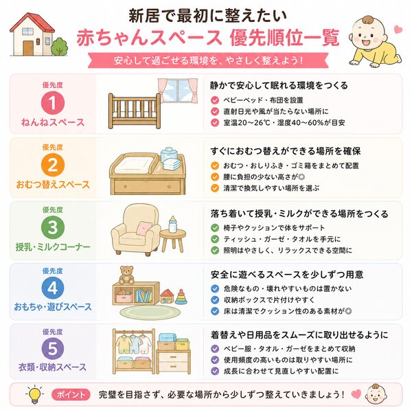 新居で最初に整えたい赤ちゃんスペース
