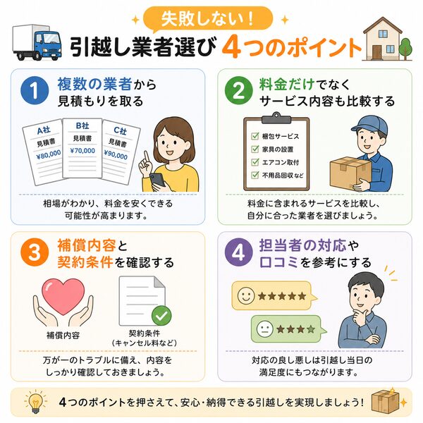 失敗しない！引越し業者選び4つのポイント
