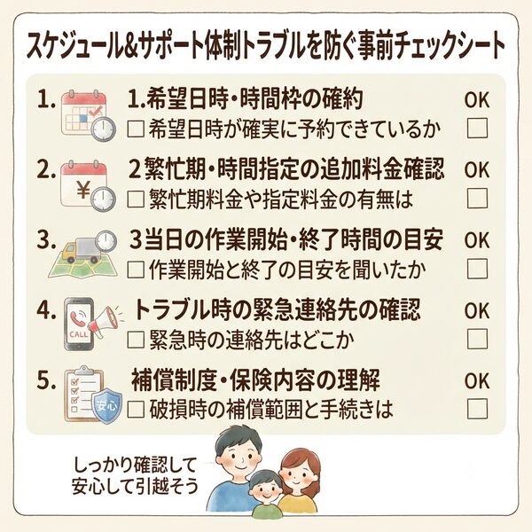 スケジュール&サポート体制トラブルを防ぐ事前チェックシート