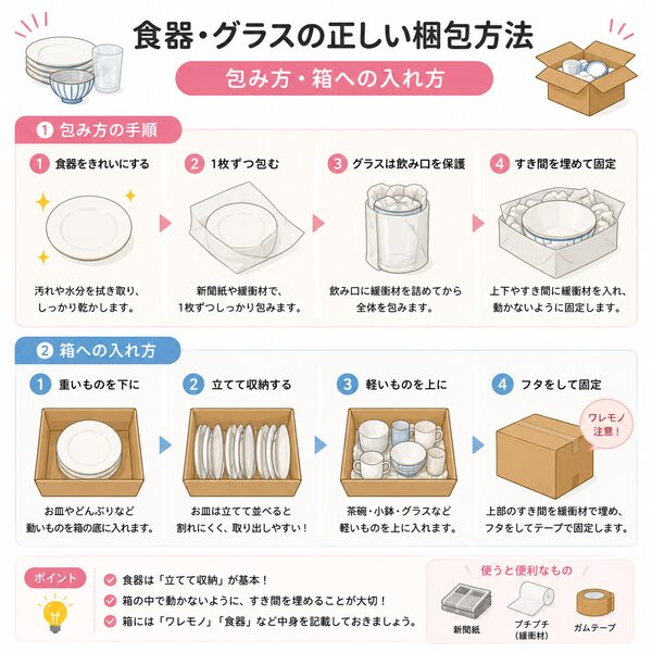 食器・グラスの正しい梱包方法