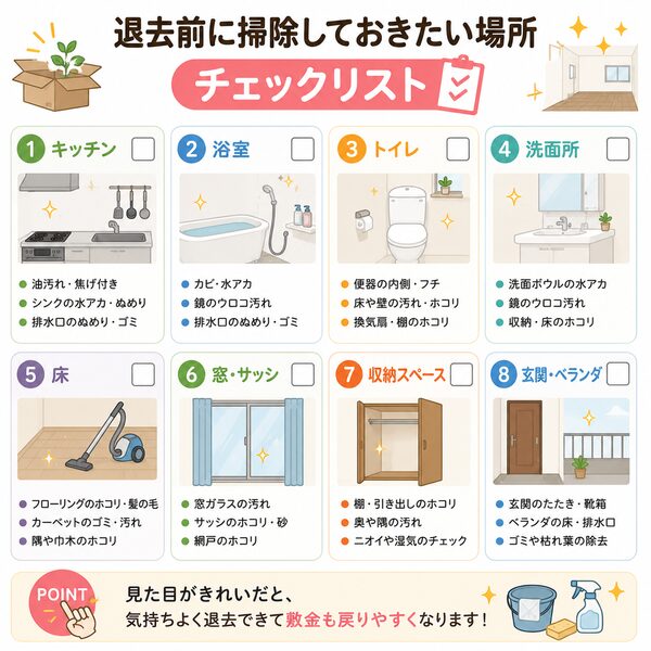 退去前に掃除しておきたい場所チェックリスト