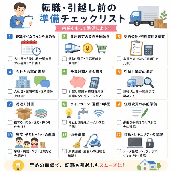 転職・引越し前の準備チェックリスト