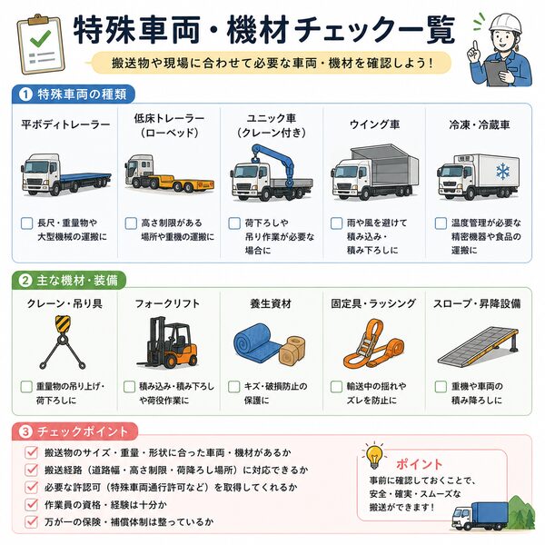 特殊車両・機材チェック一覧
