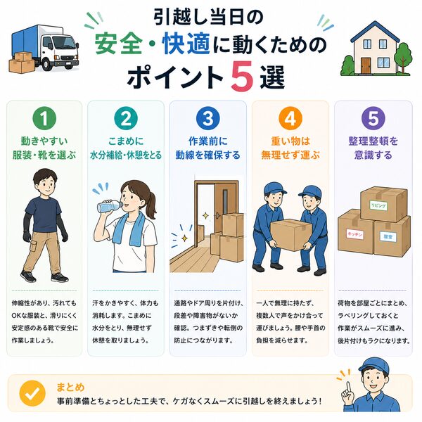 引越し当日の安全・快適に動くためのポイント5選