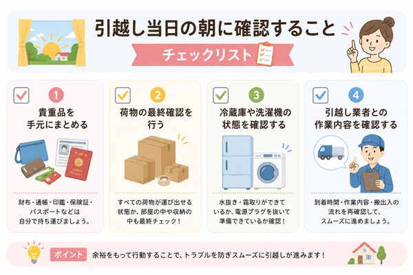 引越し当日の朝に確認することチェックリスト