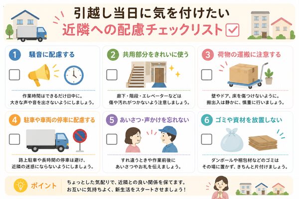 引越し当日に気を付けたい近隣への配慮チェックリスト
