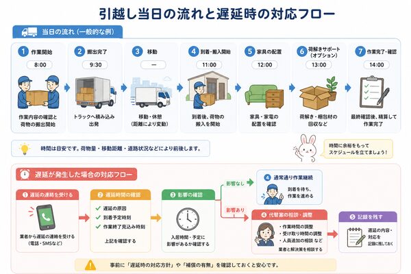 引越し当日の流れと遅延時の対応フロー