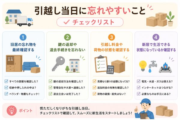 引越し当日に忘れやすいことチェックリスト