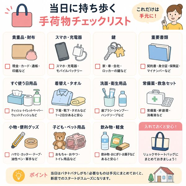 当日に持ち歩く手荷物チェックリスト