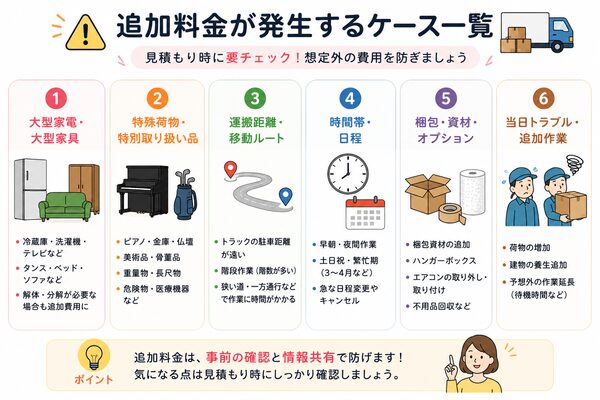 追加料金が発生するケース一覧