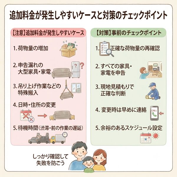 追加料金が発生しやすいケースと対策のチェックポイント