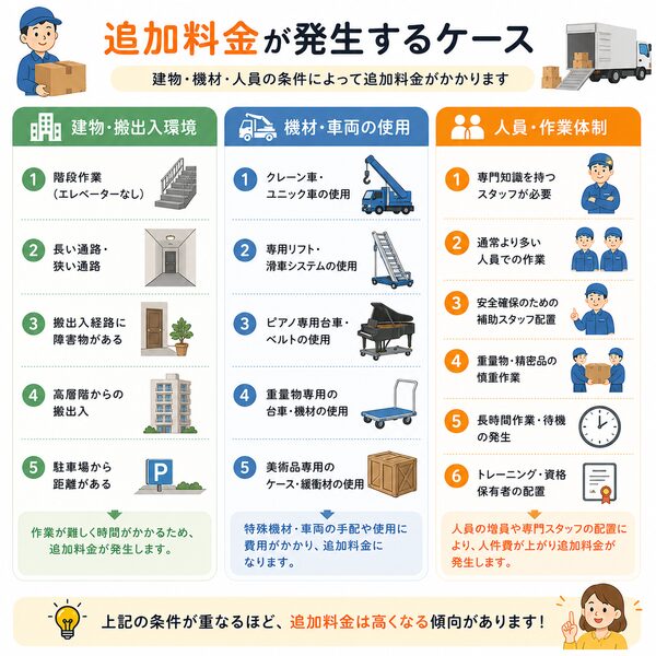 追加料金が発生するケース（建物・機材・人員）