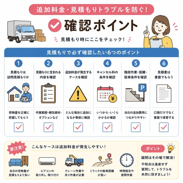 追加料金・見積もりトラブルを防ぐ確認ポイント