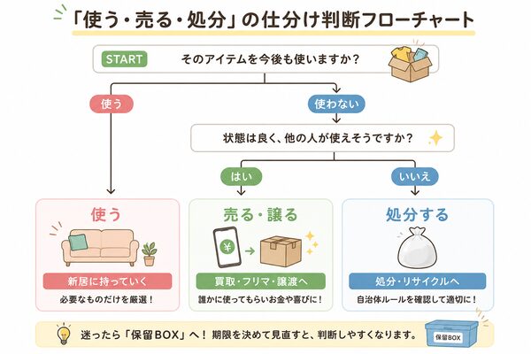 「使う・売る・処分」の仕分け判断フローチャート