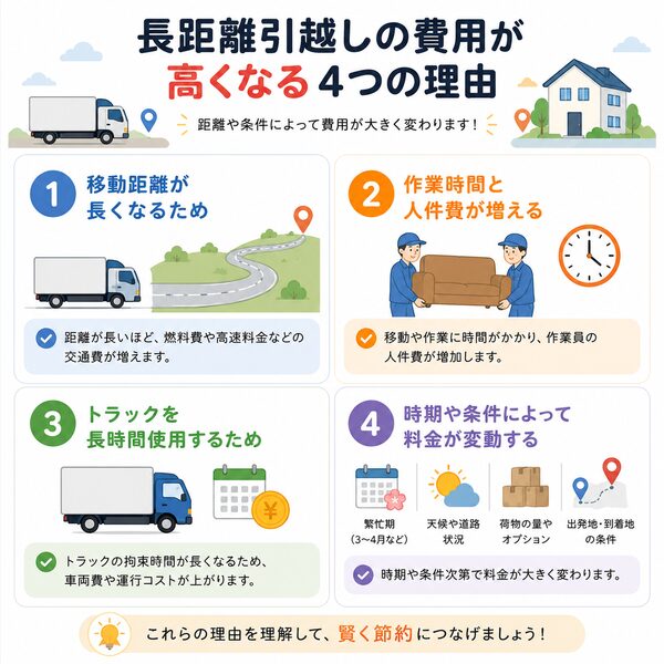 長距離引越しの費用が高くなる4つの理由