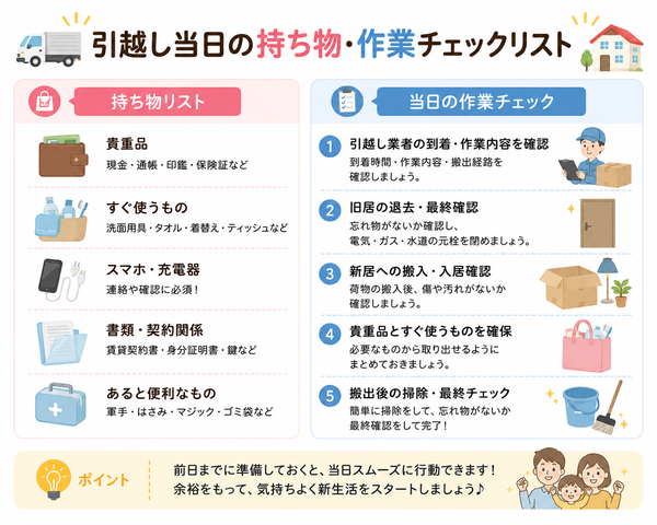 引越し当日の持ち物とスケジュールチェック