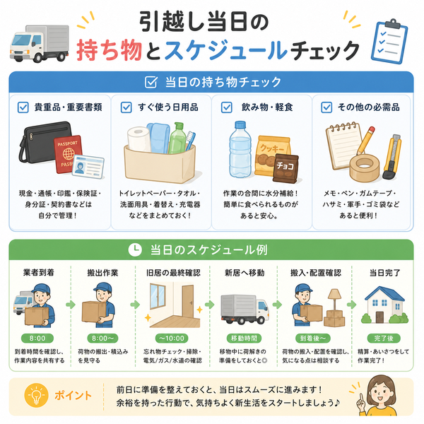 引越し当日の持ち物とスケジュールチェック