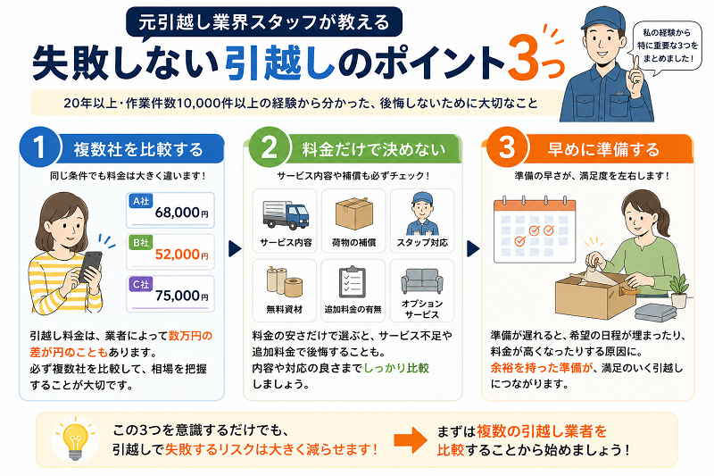 引越しで失敗しない3つのポイント